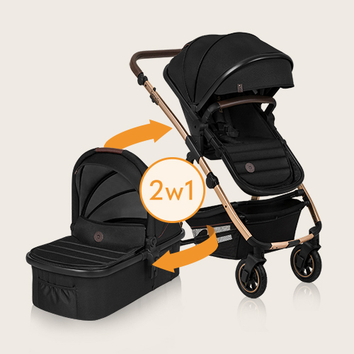 lionelo Amber 2 w 1 Black Silver — Wózek wielofunkcyjny